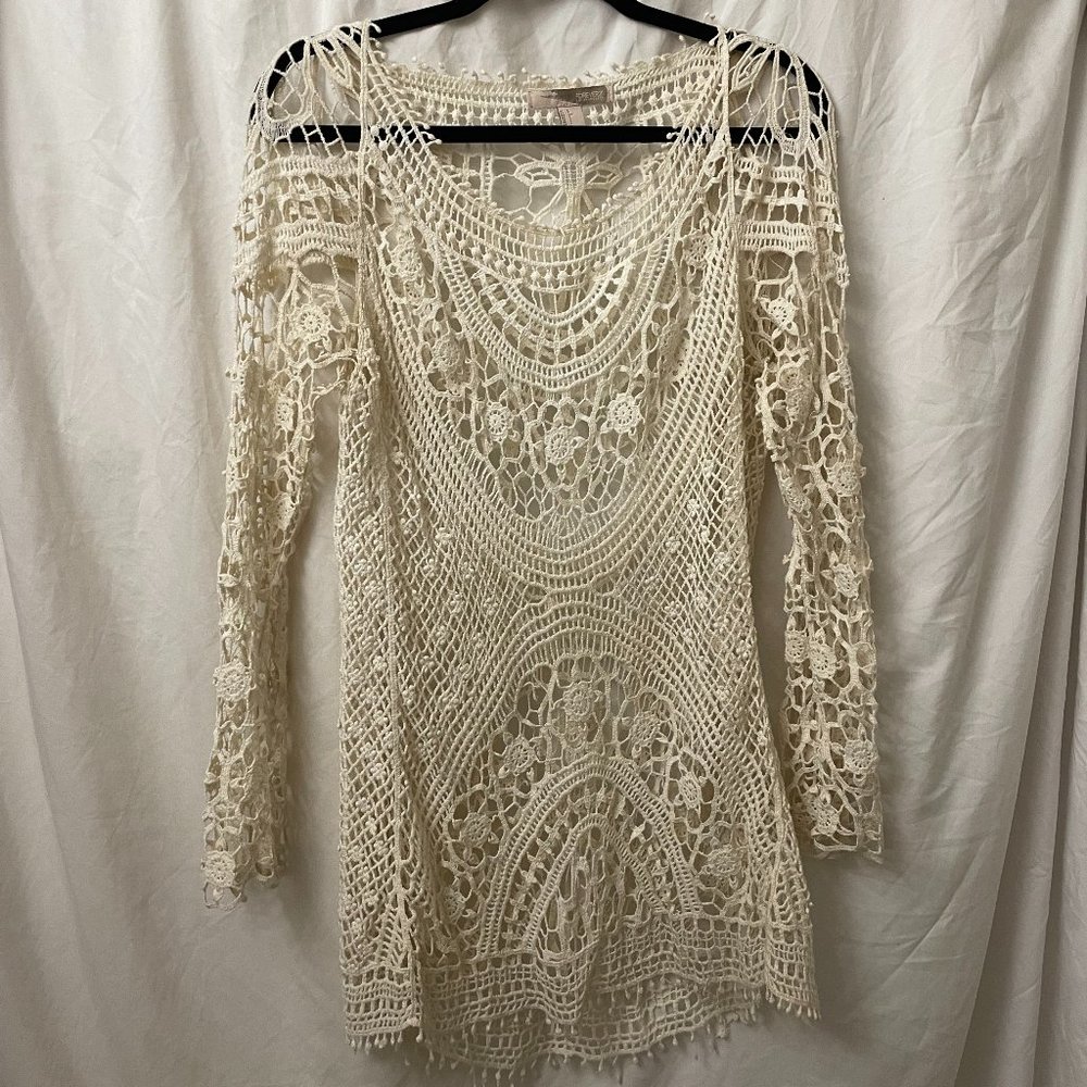 Cream Crochet Tunic Dress
